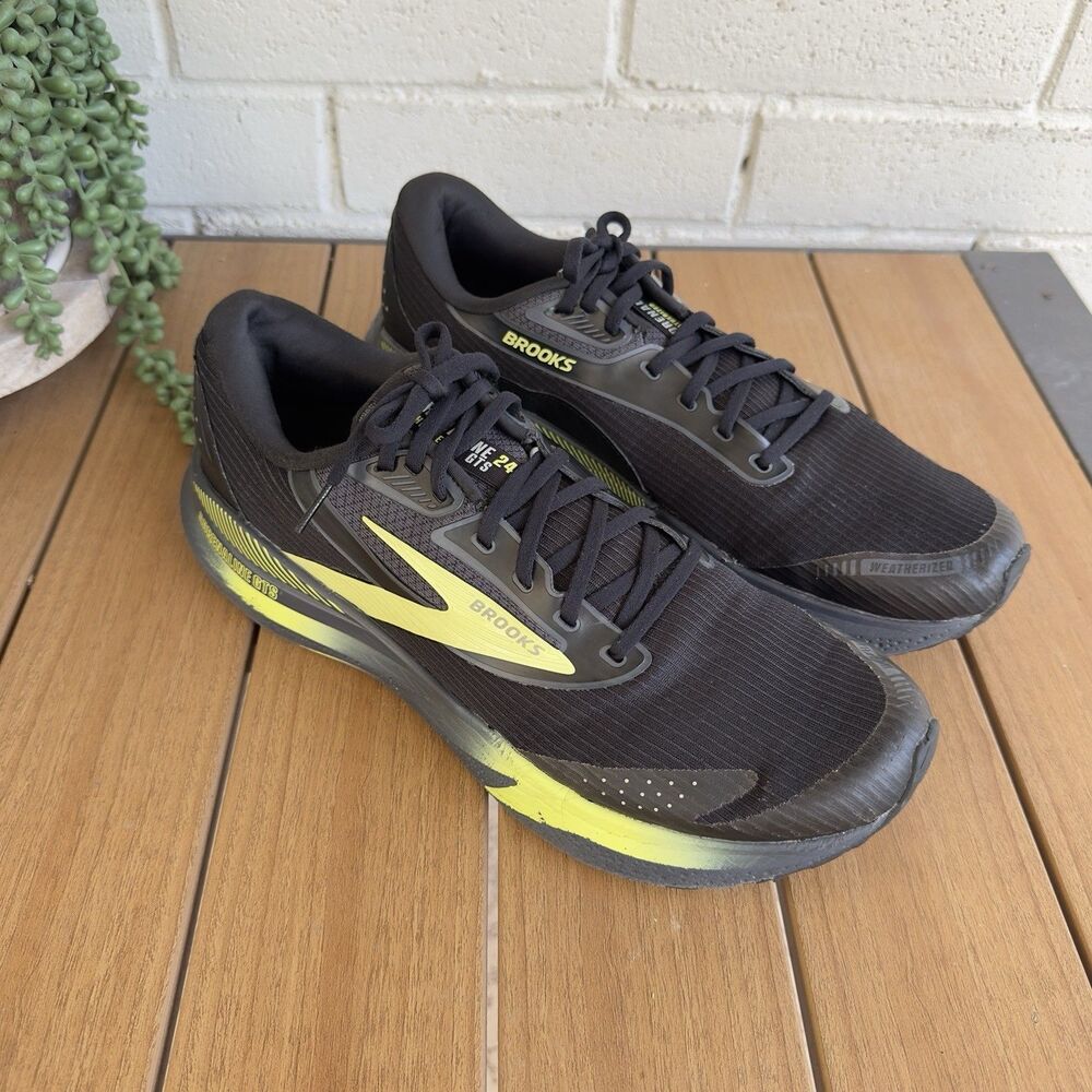Brooks Adrenaline GTS 24 Weatherized Men’s 12 Med D Running Shoes Black Yellow